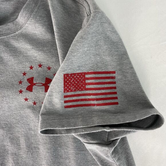 Under Armour Freedom Tshirt gray Loose Fit Heat Gear Unisex size medium - Picture 5 of 6